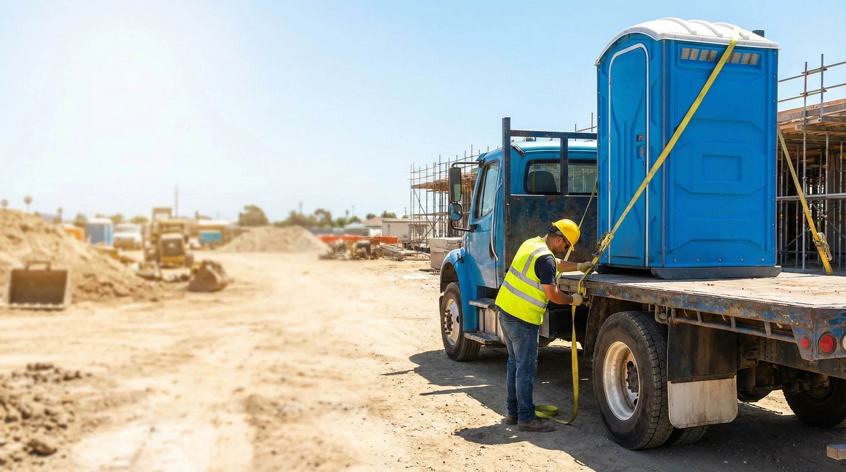 Clean portable toilet unit ready for delivery - Portable Toilets Champ